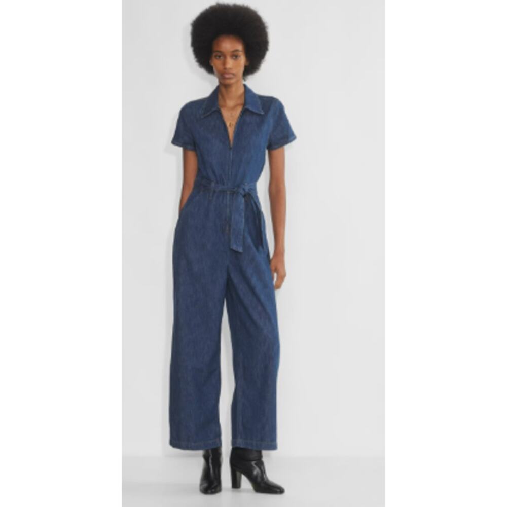 NEW Wilfred Aritizia 00 Approach Cotton Denim Jumpsuit Casual Boho Utility Zip